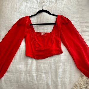 Red long urban outfitters sleeved top